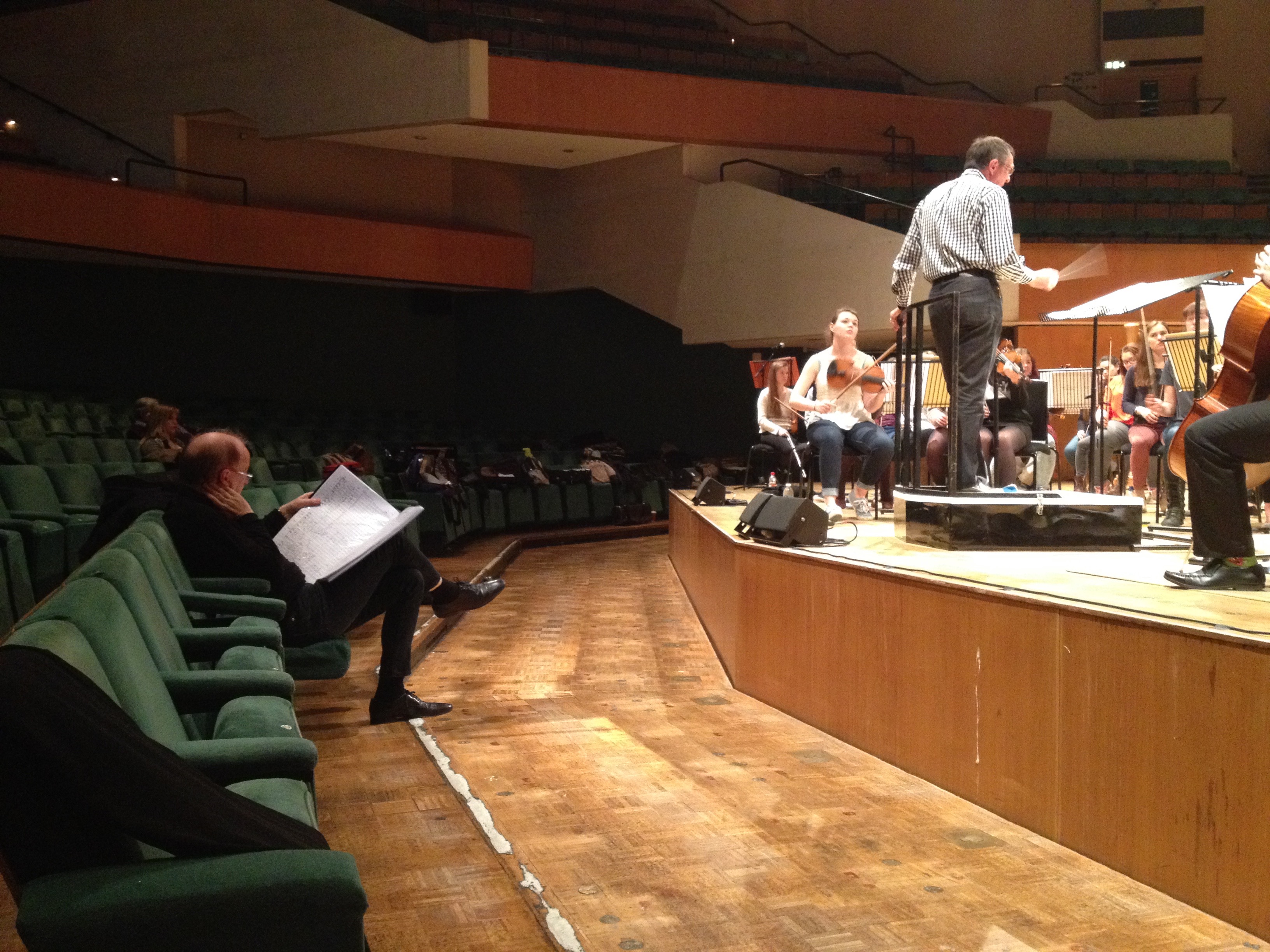 Orchestra performing in a concert hall